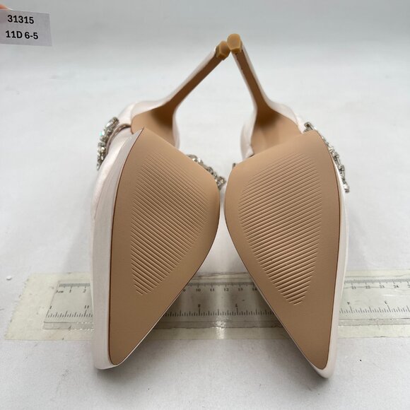 Sho Light Pink Pointed Toe High Heel Platform Pumps Cross Rhinestone Strap Shoes - Picture 7 of 8